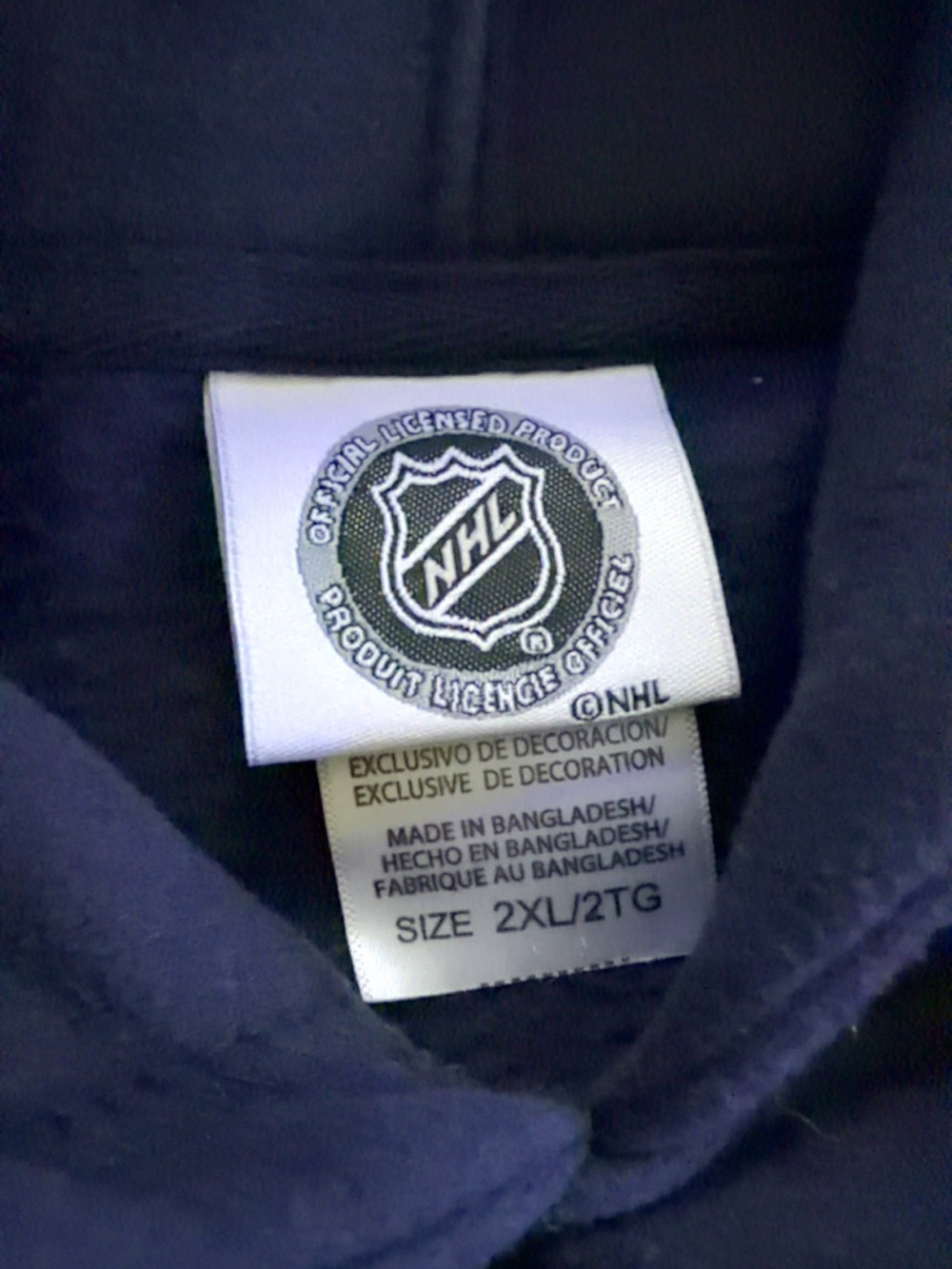 NHL Navy Hoodie with Official NHL Logo Tag - Picture 4 of 4